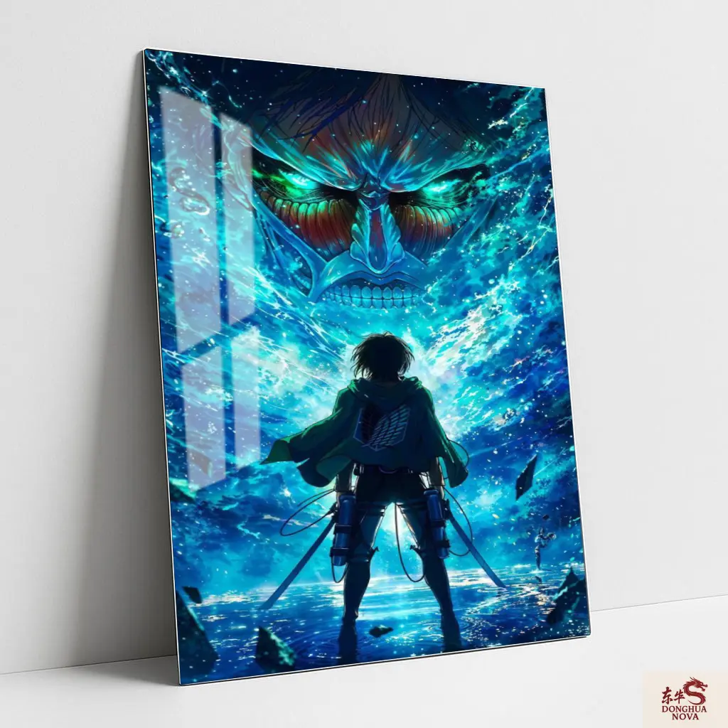 EREN YEAGER WITH COLOSSAL TITAN Metal Poster | ATTACK ON TITAN ANIME ART 001